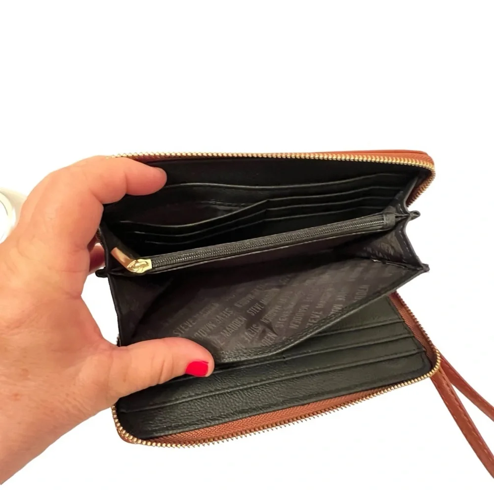 Steve Madden Cognac Zip Around Wristlet/Wallet NWT